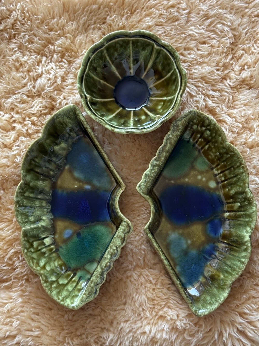 Vintage MCM made in USA set of 3 ceramic plates